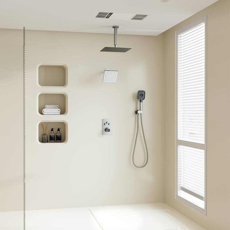 Celling 12 Inch Rainfall Shower Head 3 Function Thermostatic Shower System