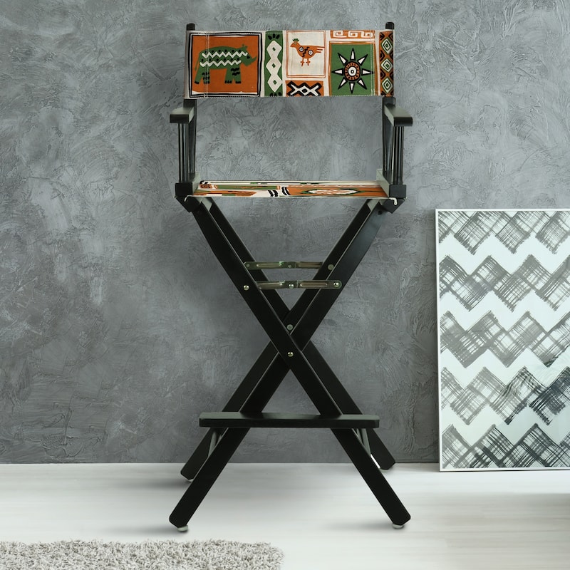30" Director's Chair Black Frame-Congo BongoNatural - 23"W x 19"D x 45.5"H