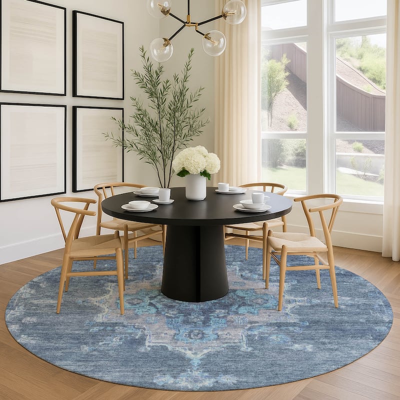 Machine Washable Indoor/ Outdoor Traditional Tabriz Chantille Rug