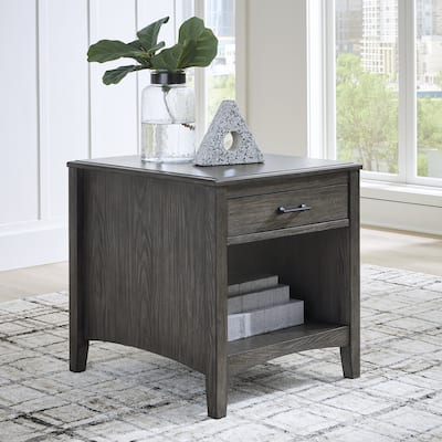 Signature Design by Ashley Montillan Grayish Brown End Table - 24"W x 27"D x 26"H