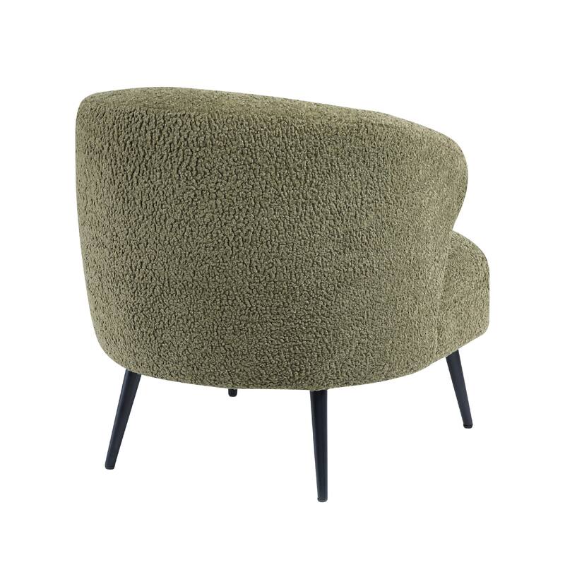 Neda Accent Chair, Soft Sage Green Boucle, Curved Barrel Back
