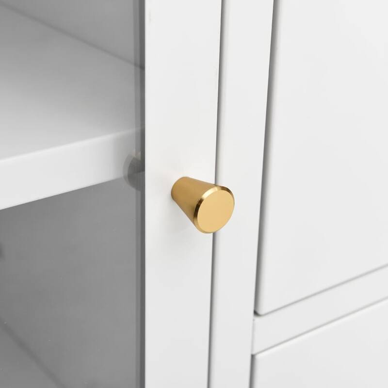 vidaXL Sideboard White 29.5"x13.8"x27.6" Steel and Tempered Glass