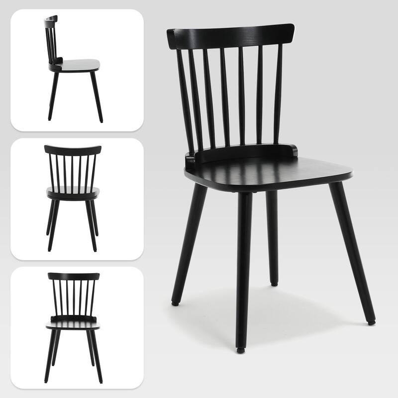 Solid Wood Spindle Back Windsor Dining Chairs Set of 2 - 33.3"H x 17.72"W x 19.7"D