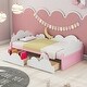 preview thumbnail 21 of 48, Twin Size Bed with Cute decoration,Platform Bed with 2 Drawers Pink-Moon
