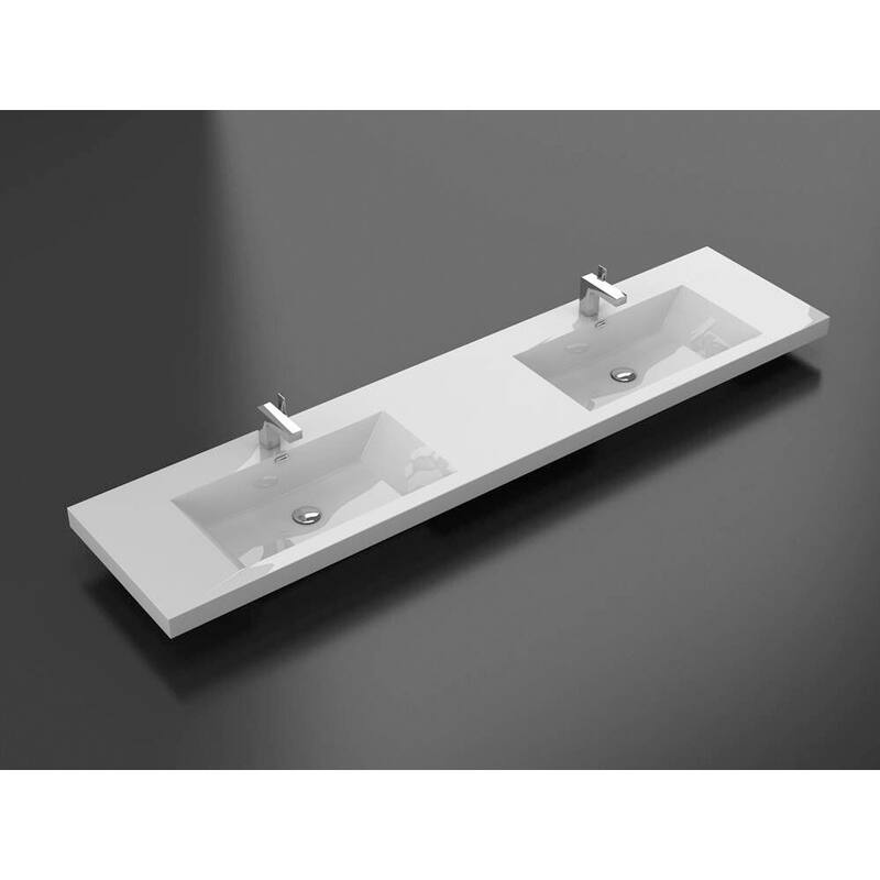Alma 72 inch integrated sink / Double sink - 84" - White