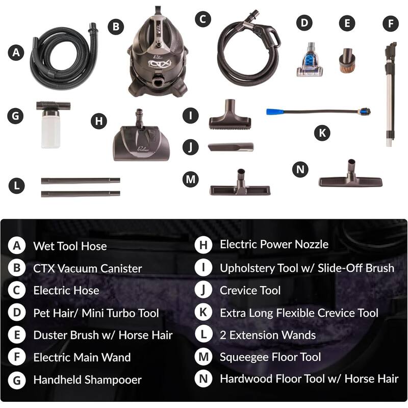 Prolux CTX ELITE Bagless Canister Vacuum Cleaner w/ Storm Shampooer Kit