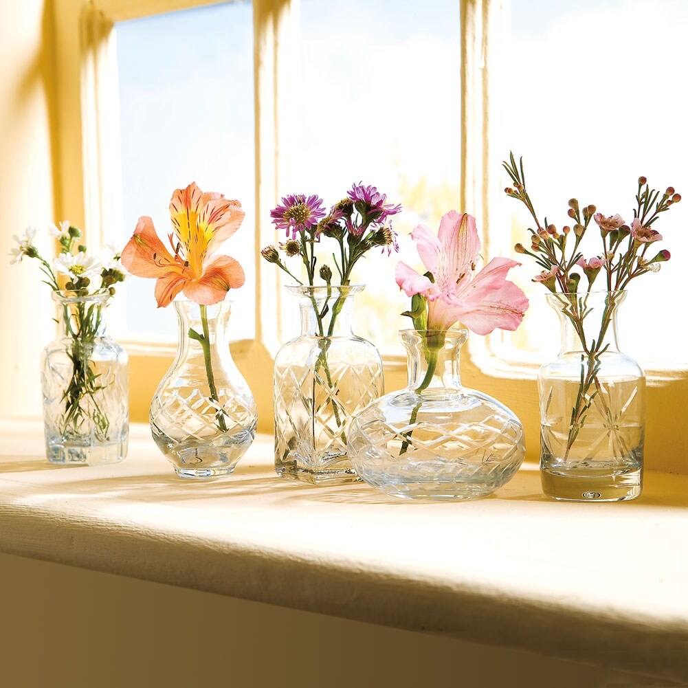 Shop Small Cut Glass Vases In Differing Unique Shapes Set Of