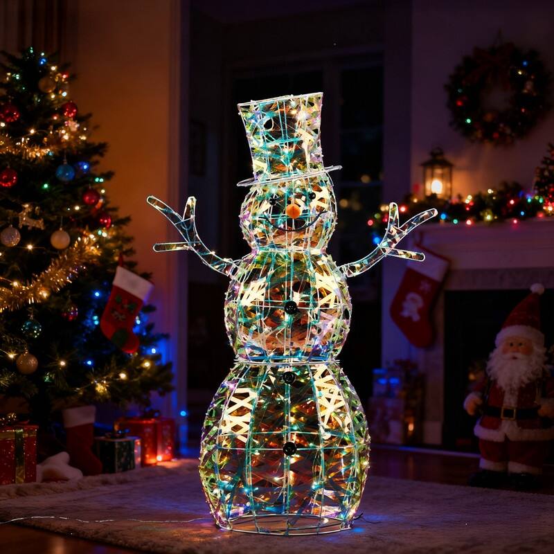4FT Lighted Iridescent Snowman Christmas Decorations
