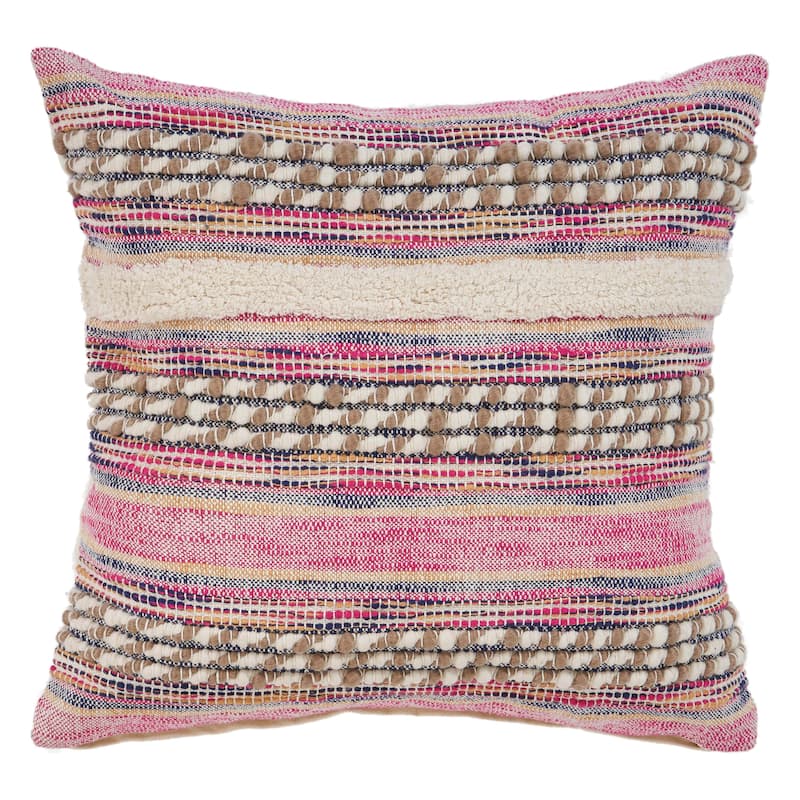 Sevita Multicolored Pink Striped Throw Pillow
