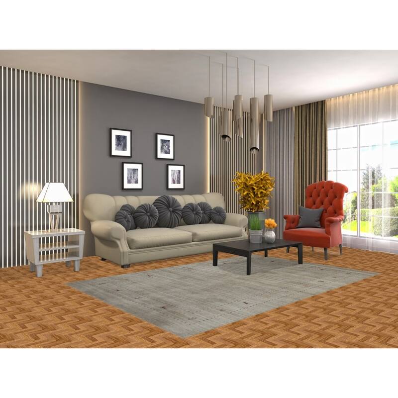 Hand Knotted Oriental 100% Wool Carpet Tribal Animal Pictorial Greys & Charcoal Gabbeh Area Rug - 7' 9'' X 5' 1''