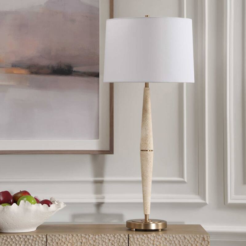 Cone Table Lamp with Tapered Shade - 37.5" - Beige