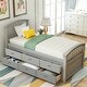 preview thumbnail 18 of 38, Solid Pine Wood Twin Platform Bed with 6 Drawers, Eco-Friendly Design Gray