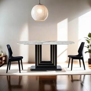 Rectangular 63" Marble Dining Table, Luxurious Dining Room Table - Bed ...