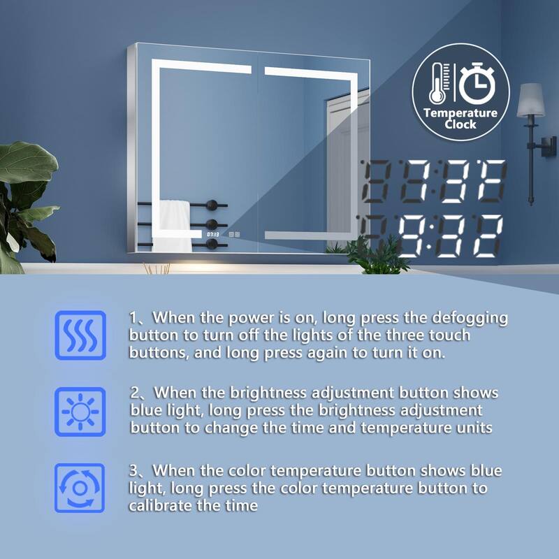 ExBrite LED Lighted Bathroom Medicine Cabinet with Mirror, Recessed or Surface