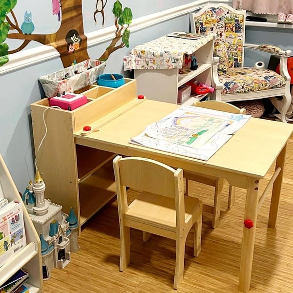 slide 2 of 5, Children's Table and Chair Set with Storage and Sturdy Wooden Structure - Natural Natural