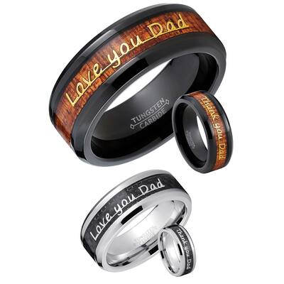 Men Tungsten Ring Band Love you Dad Fathers Day Carbon Fiber 8MM