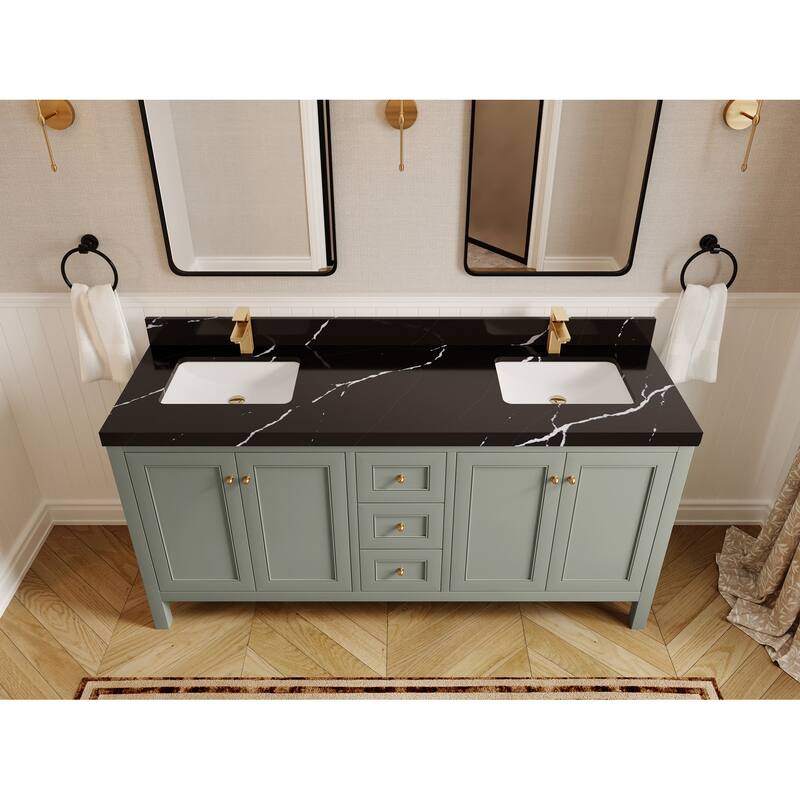 Willow Collections 72 in. W x 22 in. D Nashville Double Bowl Sink Bathroom Vanity with Countertop