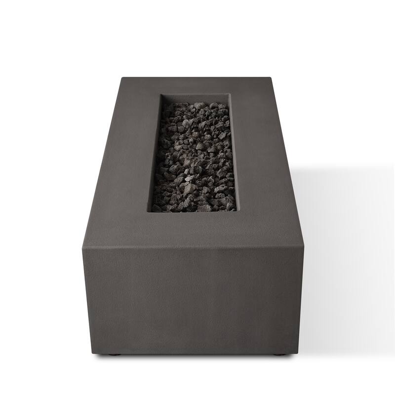 Provo Casual Rectangle Natural Gas Fire Table in Carbon by Jensen - 60 x 30 x 19