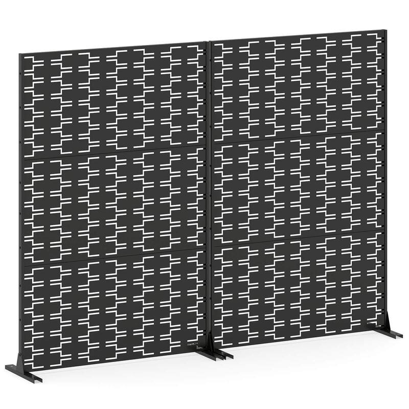 Costway 1/2 PCS 72”H x 48”WMetal Privacy Screen with Expansion Bolts & - See Details - Black - See Details