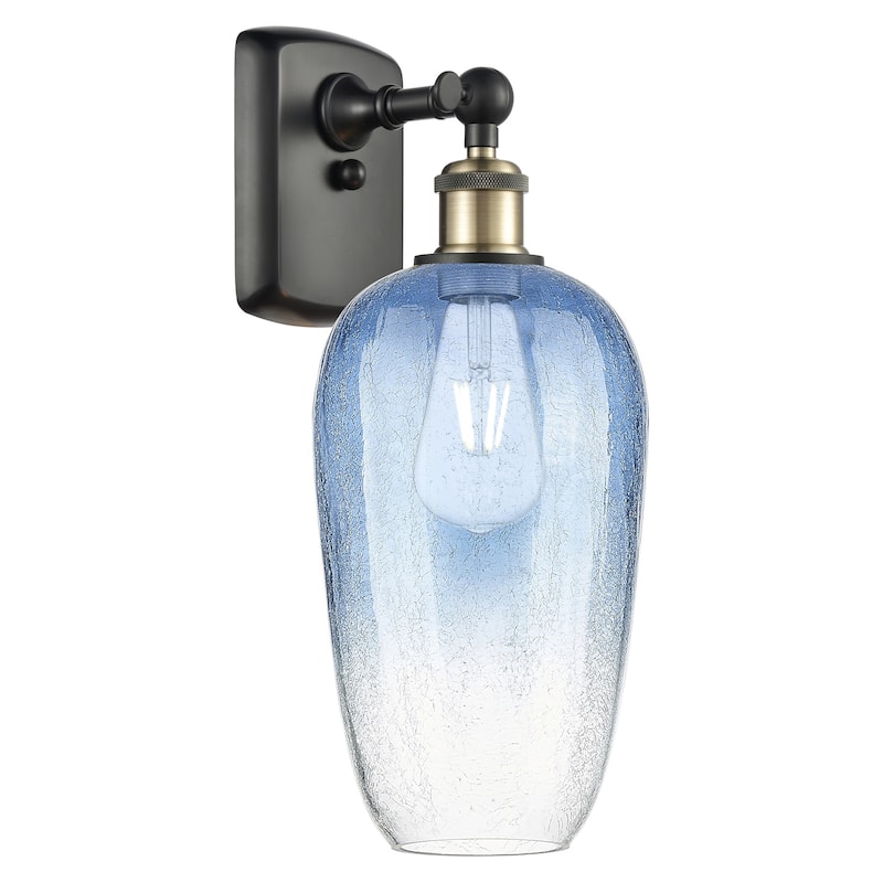 Innovations Lighting 516-1W-14-6 Brookhaven Almond Sconce Brookhaven - Black Antique Brass / Sapphire Blue