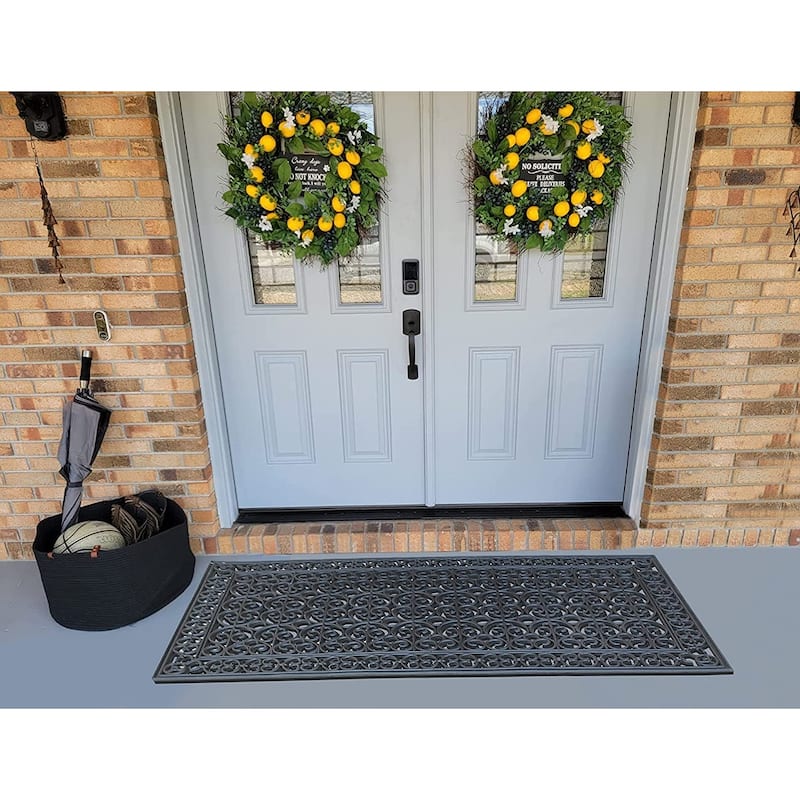A1HC 3-Piece(Complete Home Set 30x60, 24x39, 24x36)Rubber Grill Matching Doormat Bundle, For Front, Patio & Garage Entrance