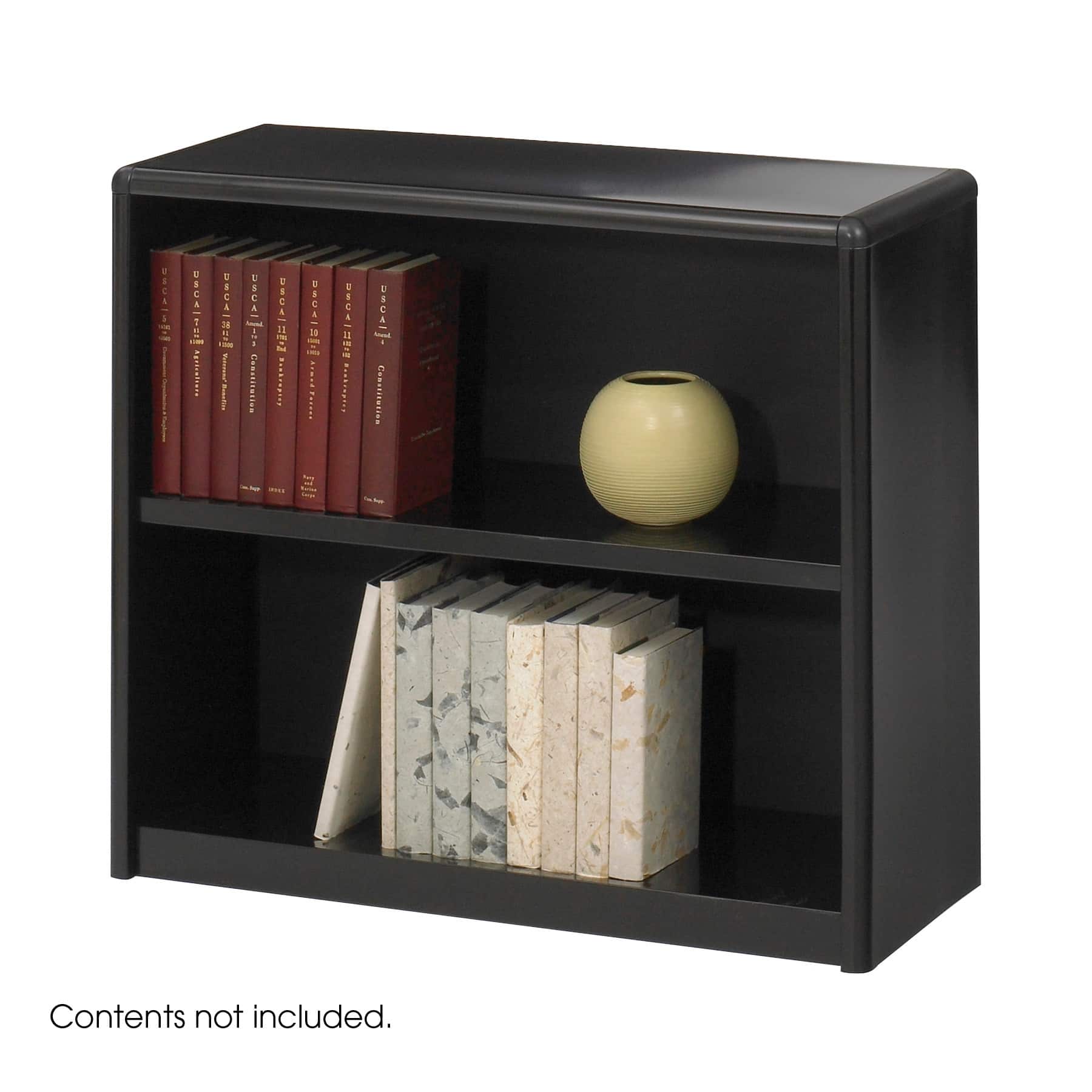 slide 2 of 2, Small Bookshelf, Steel 2-Shelf Value Bookcase Bookshelf Black