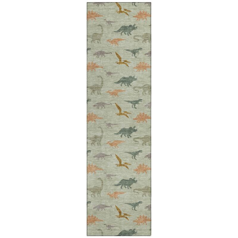 Machine Washable Indoor/ Outdoor Modern Dinosaur Chantille Rug