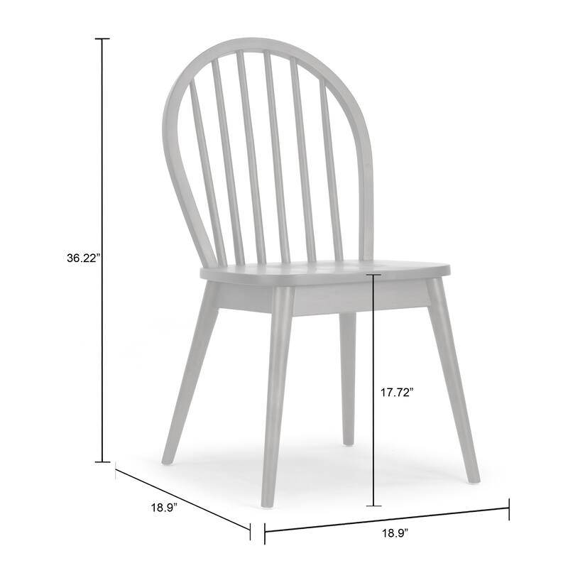 Set of 2 Astra Black Solid Wood Chair with Windsor Back