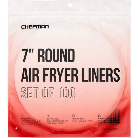 Chefman Disposable, Heat-Resistant Air Fryer Liners, 100 Pack, 7" Round - N/A