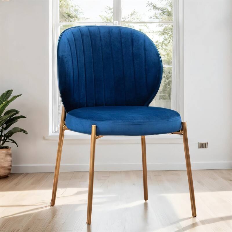 Contemporary Velvet Upholstery Dining Chair, Blue - Blue