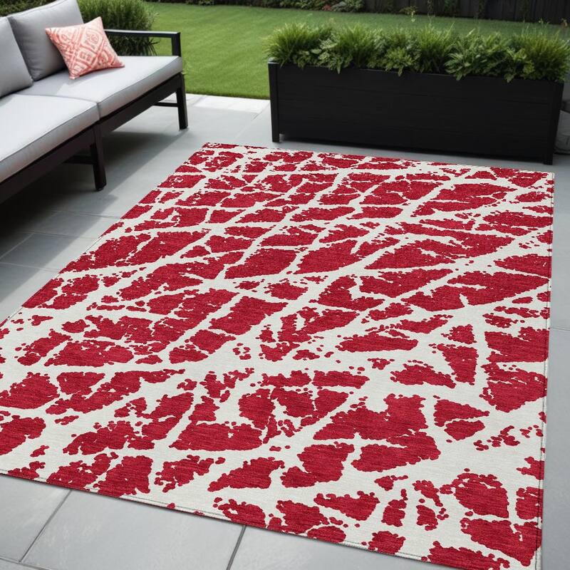 Mari Modern Art-Inspired Weather Resistant Blended Style Outdoor Rug - 5' X 8' - Multi