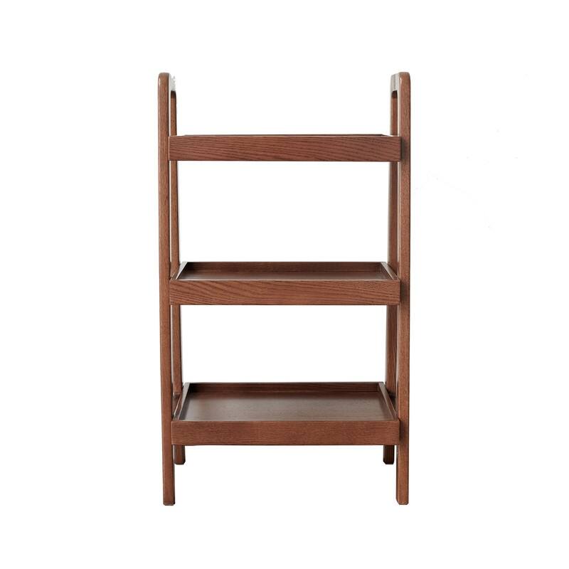 Solid Oak Wood Ladder Shelf,3-Tier Storage for Home & Office