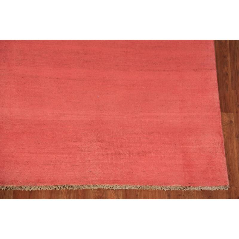 Pink Salmon Modern Gabbeh Oriental Area Rug Handmade Wool Carpet - 8'1" x 11'4"