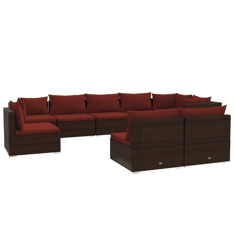 vidaXL Patio Lounge Set Outdoor Sectional Sofa Set Table Garden Poly Rattan - 27.6" x 27.6" x 23.8"