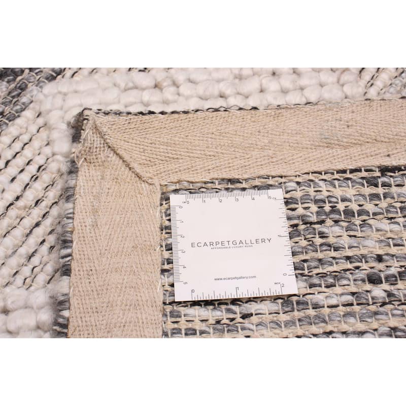 ECARPETGALLERY Braid weave Sienna Grey Wool Rug - 5'2 x 7'8