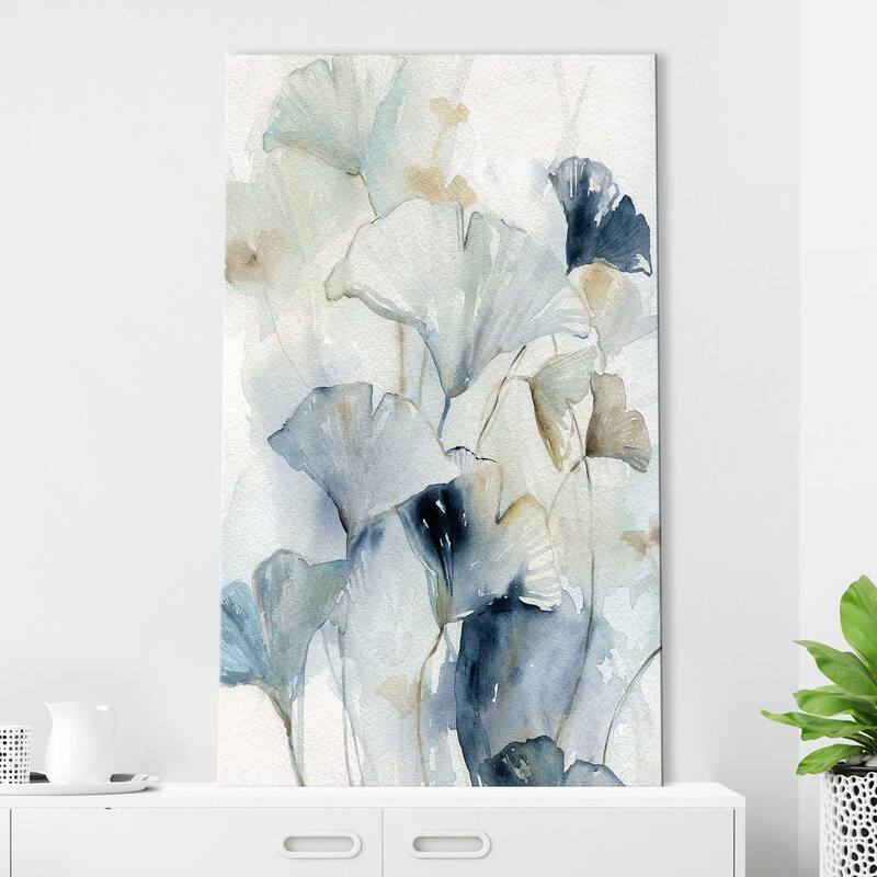 "Indigo Ginkgo I (Vertical)" by Carol Robinson Print on Canvas
