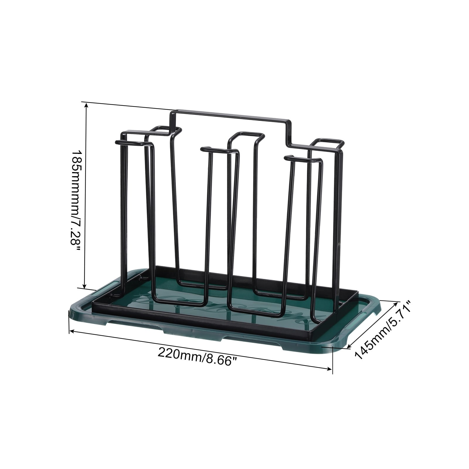 Cup Drying Rack, 220x185mm for Home Counter, Office, Kitchen Black