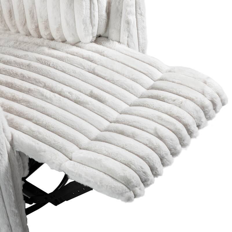 Furniture of America Jorvien Modern Chenille Power Swivel Glider Recliner with Pillows