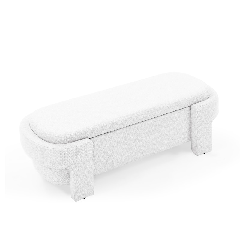 Linen Fabric Upholstered Bench with Large Storage Space - 51.5''L x 20.5''W x 17''H
