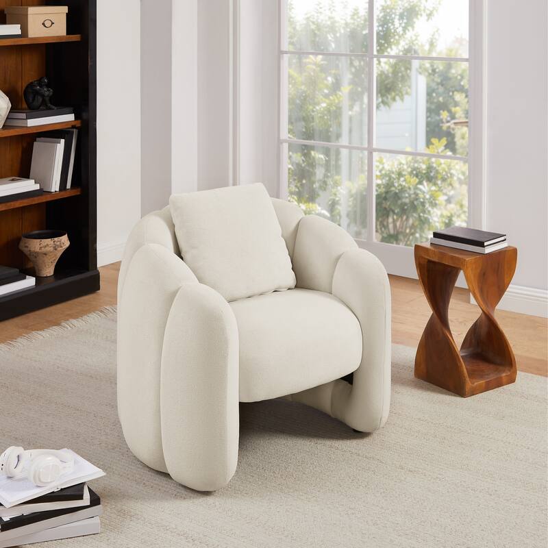 Art Leon Petal Accent Barrel Chair with Pillows - Beige