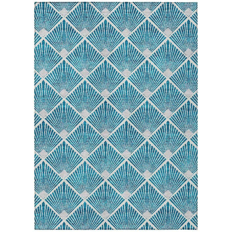 HomeRoots Geometric Transitional Rectangle Outdoor Rug