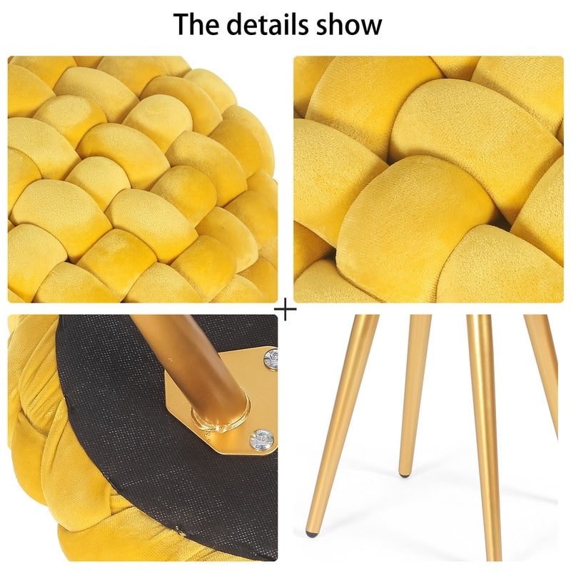 Adeco Round Velvet Ottoman Foot Rest Stool