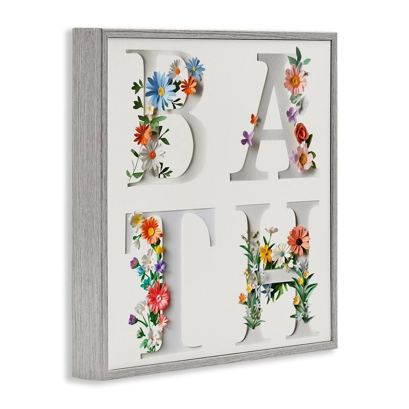 Stupell Floral Bath Typography Framed Giclee Art Design By Susan Arnot
