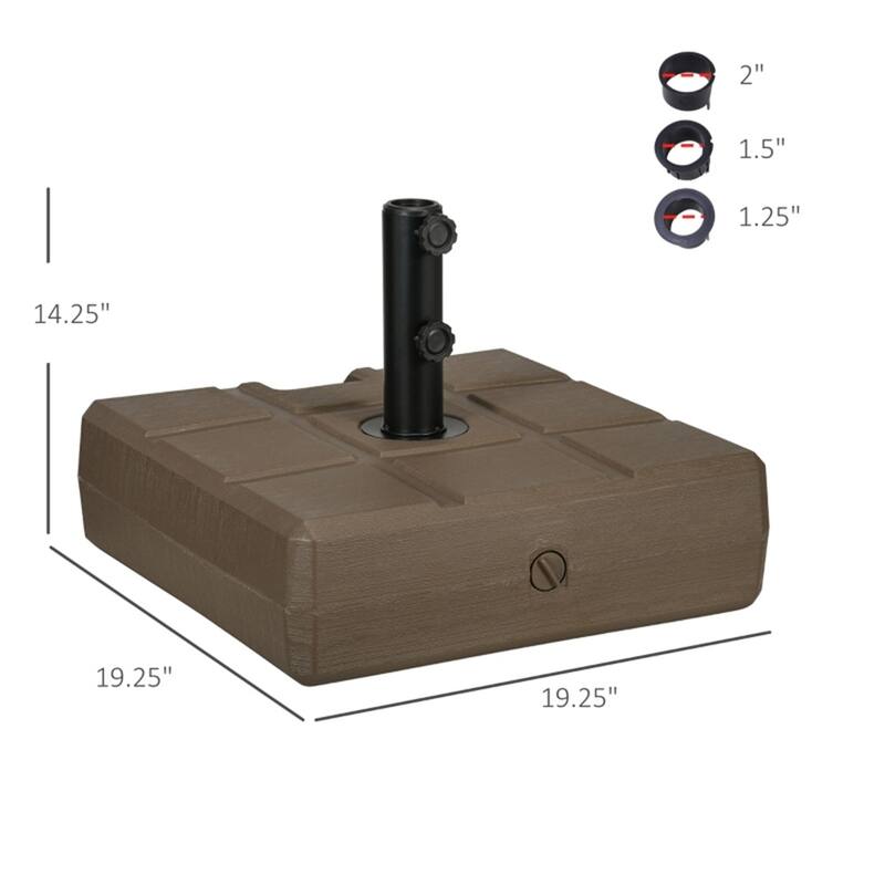 Outsunny Heavy-Duty HDPE & Steel Umbrella Base, Brown, Fits Poles 1.25"–2", Up to 11.5' Height, Sand/Water Fillable