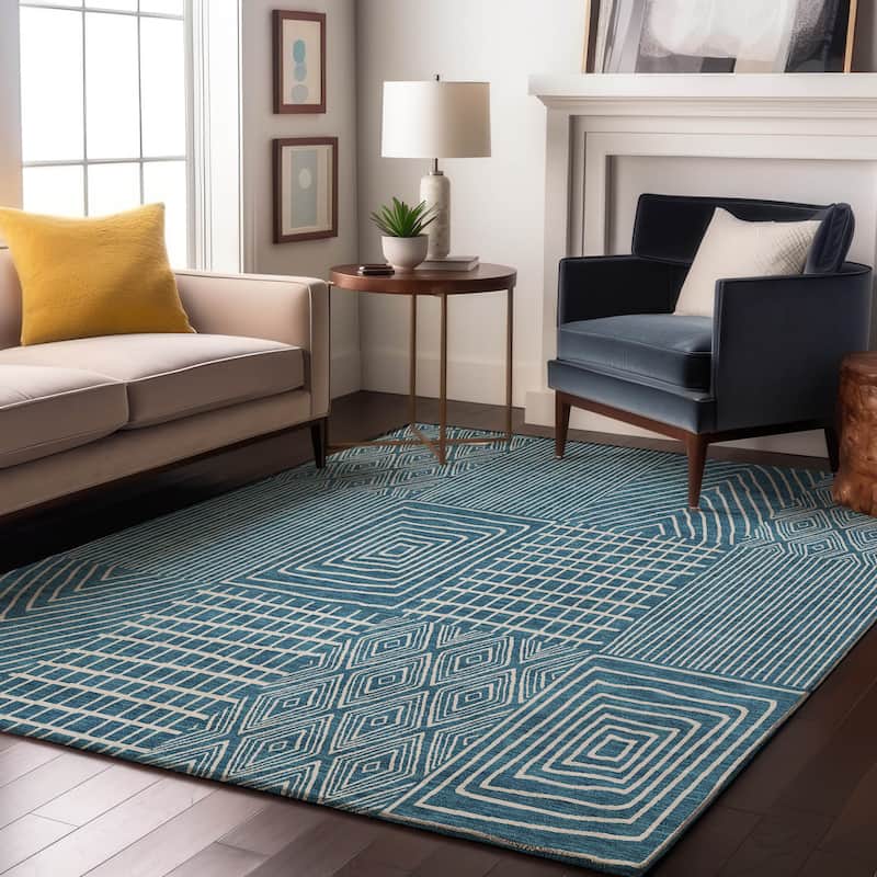 Premium Washable Super Soft Modern Geo Charm Mayfield Rug - Teal - 8' x 10'