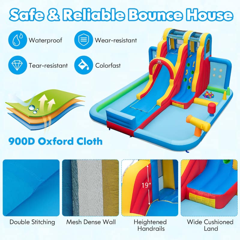 Gymax Inflatable Water Slide w/ Long Slide Climbing Wall Splash Pools