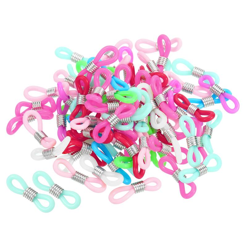 80pcs Eyeglass Chain Connector Silicone Strap Holder Chain End Loop - Multicolor