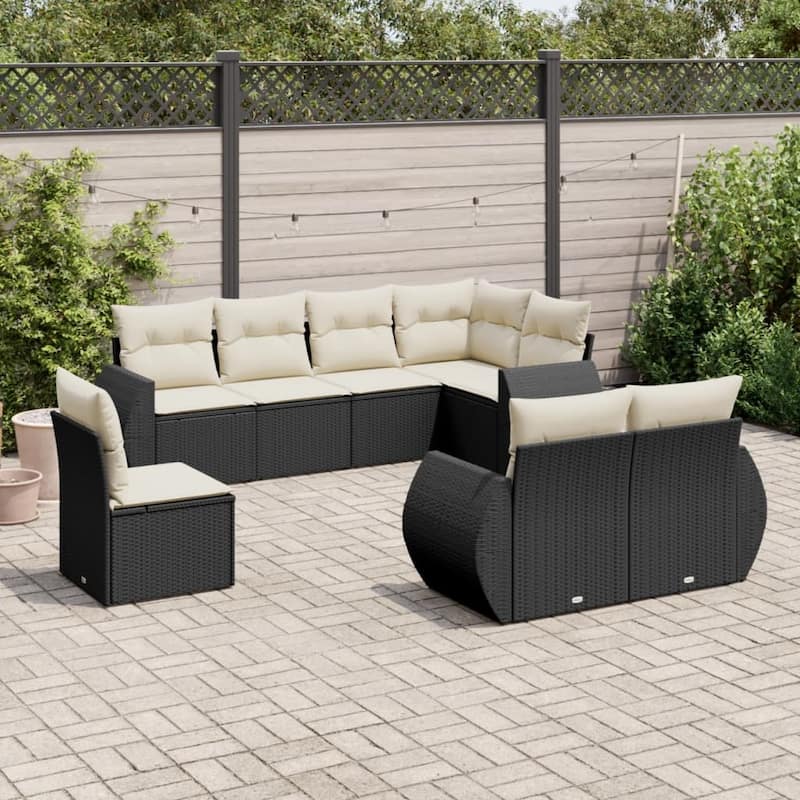 vidaXL Garden Sofa Set Black - Black and cream Without table