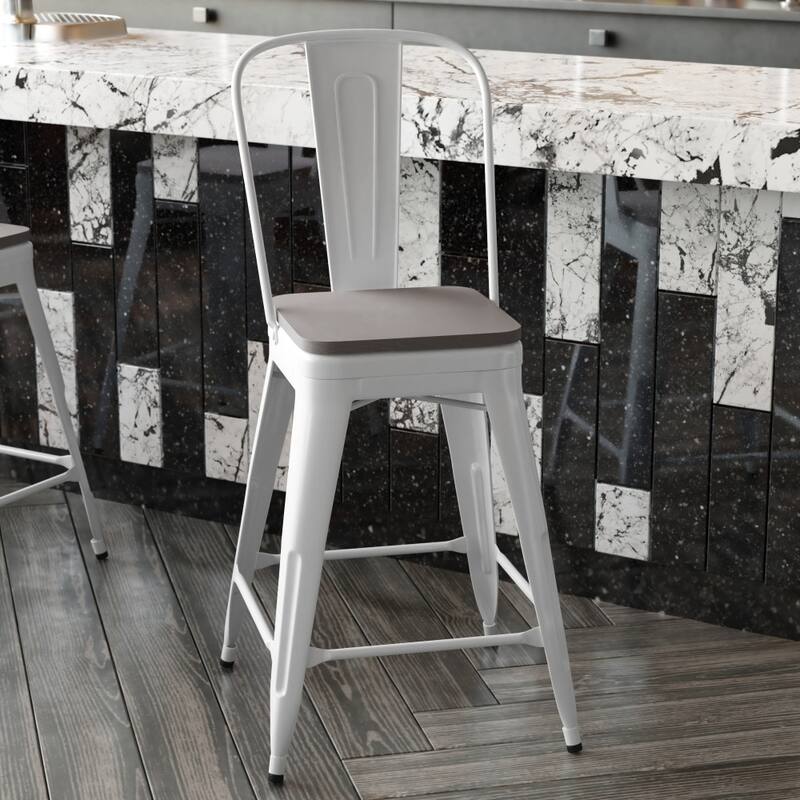 All-Weather Commercial Counter Stool with Removable Back & Poly Resin Seat