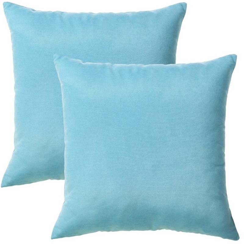HomeRoots Set of Two 18" Aqua Blue Fabric Throw Pillow Covers
